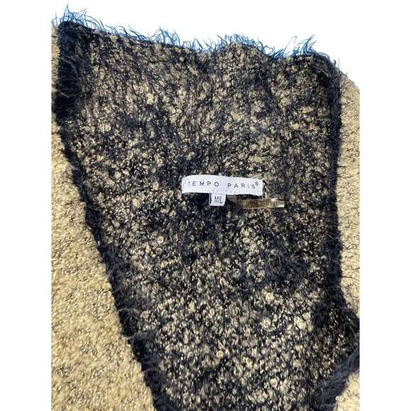 Tempo Paris womans beige black Eye-Pattern Poncho Shawl size M/L SKU 9292 - Picture 5 of 12